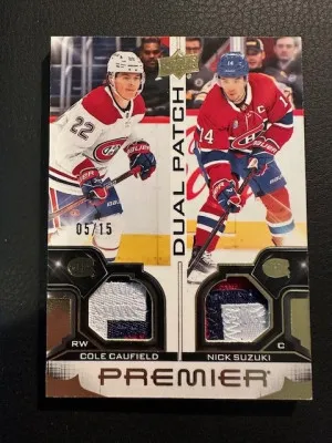 2022-23 Premier - Cole Caufield / Nick Suzuki - Premium Dual Patch /15 front
